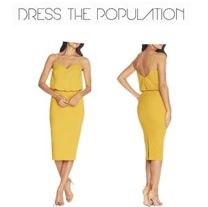 New Dress the Population Alondra Blouson Sheath BodyCon Dress Size Small